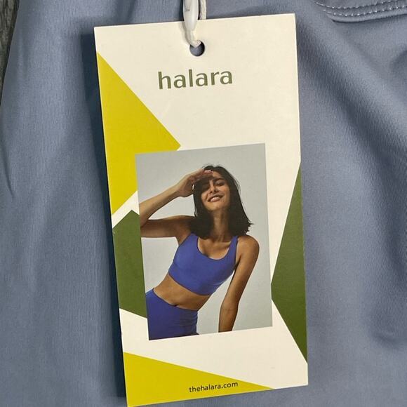 Halara Halter Backless Pocket Split Hem Mini Yoga Active Dress Light Baby Blue M - Picture 7 of 9